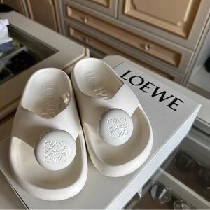 Loewe White Balloon Logo Rubber Slide Sandals